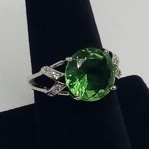 Beautiful Green Synthetic Period Ring in Sterling